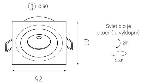 LED2 2160431 192N, otočné a výklopné zápustné bodové svietidlo 92mm 6W/530lm 3000K biela