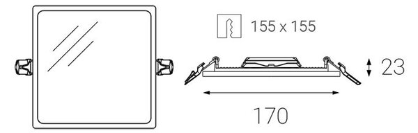 LED2 2182931 SLIM-Q, M štvorcové zápustné bodové svietidlo 170mm 15W/1200lm 3000K IP43 biela