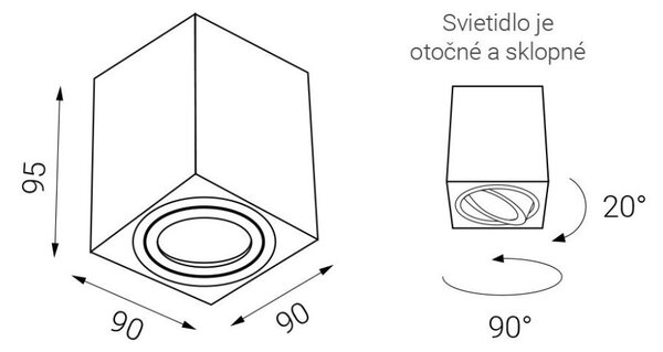 LED2 1160131 BOX výklopné stropné povrchové bodové svietidlo 90mm 6W/650lm 3000K biela