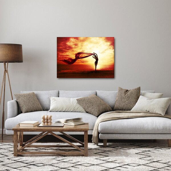 Obraz - Silueta ženy v západu slnka (70x50 cm)