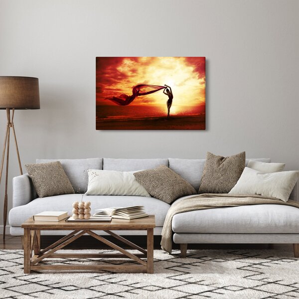 Obraz - Silueta ženy v západu slnka (90x60 cm)