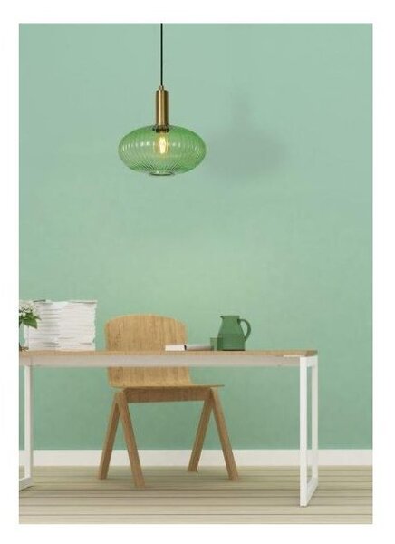 LUCIDE 45386/30/33 MALOTO závesné svietidlo Ø 30cm E27/40W zelená/zlatá
