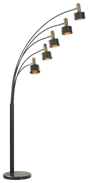 Stojaca lampa čierny kov 120 cm 5-ramenné nastaviteľné okrúhle tienidlá nožný pedálový spínač moderné