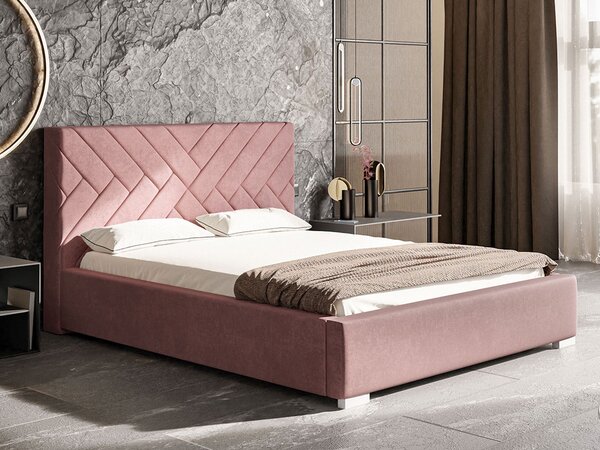 - Moderná čalúnená posteľ PAULA ROZMERY: 120 x 200 cm, FARBA NÔH: chrómová