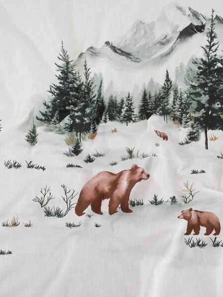 Vianočná bavlnená obliečka na vankúšik Renforcé 40 × 40 cm - Medvede v zime