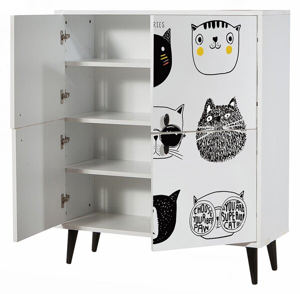 ASIR Skriňa CATS biela, čierna, žltá