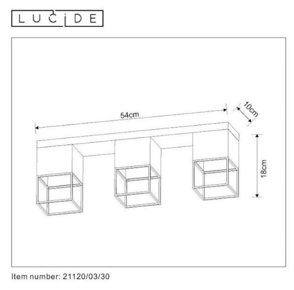 LUCIDE 21120/03/30 RIXT stropné svietidlo 3xE27/40W čierna/zlatá