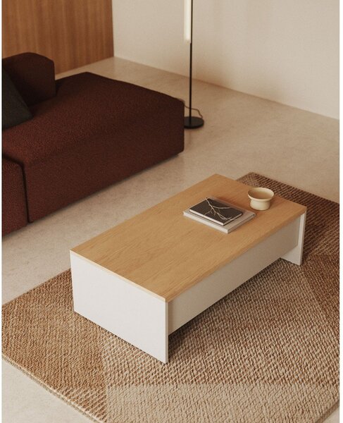 Konferenčný stolík v dekore duba v bielo–prírodnej farbe 60x110 cm Abilen – Kave Home