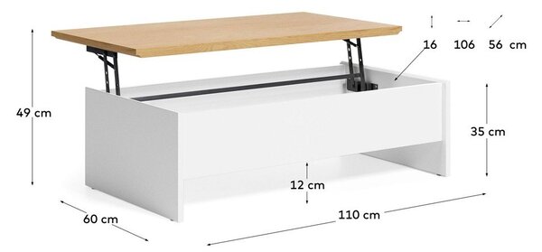 Konferenčný stolík v dekore duba v bielo–prírodnej farbe 60x110 cm Abilen – Kave Home