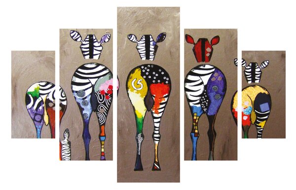 ASIR Súbor obrazov FAREBNÉ ZEBRY 92 cm MDF