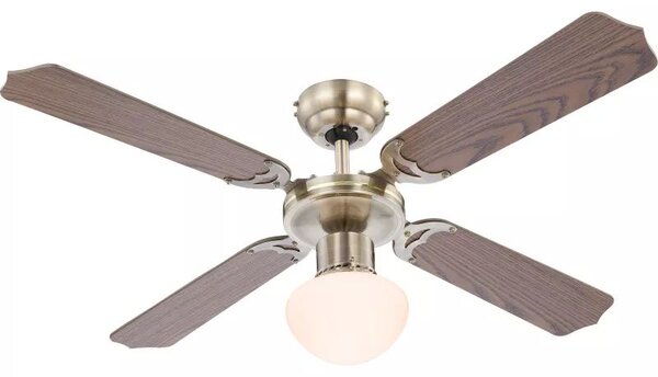 GLOBO 0309 CHAMPION stropný ventilátor s osvetlením na päticu E27 1066 mm s ťahovým vypínačom mosadz