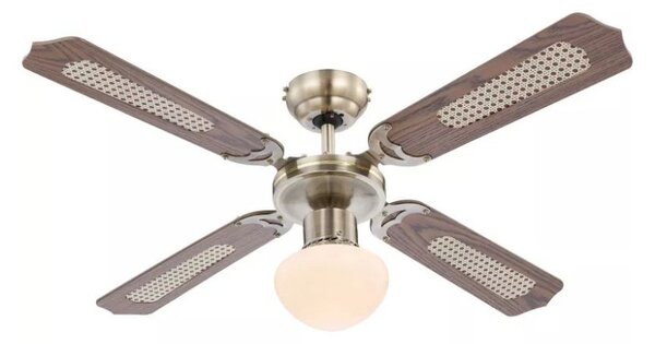 GLOBO 0309 CHAMPION stropný ventilátor s osvetlením na päticu E27 1066 mm s ťahovým vypínačom mosadz