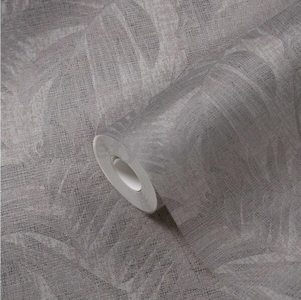 Vliesové tapety na stenu New Walls 37396-1, rozmer 10,05 m x 0,53 m, motív palmových listov a jemnou textilnou štruktúrou sivé, A.S. Création