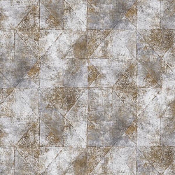 Vliesové tapety na stenu El Palacio 38897-4, rozmer 10,05 m x 1,06 m, moderný industriálny geometrický vzor sivý, biely a zlatý, A.S. Création