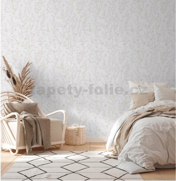 Vliesové tapety na stenu Casual Living 39546-2, rozmer 10,05 m x 0,53 m, lúčne kvety a trávy sivé, A.S. Création
