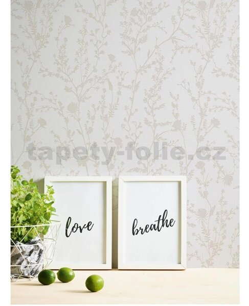 Vliesové tapety na stenu Casual Living 39546-2, rozmer 10,05 m x 0,53 m, lúčne kvety a trávy sivé, A.S. Création