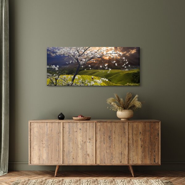 Obraz - Rozkvitnutý strom v krajine (120x50 cm)