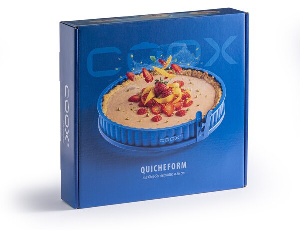 Forma na koláč coox QUICHE priemer 26 cm se sklen. základňou a nožkami Farba: Modrá