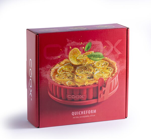 Forma na koláč coox QUICHE se skleněn. základňou a nožkami priemer 18 cm Farba: Červená