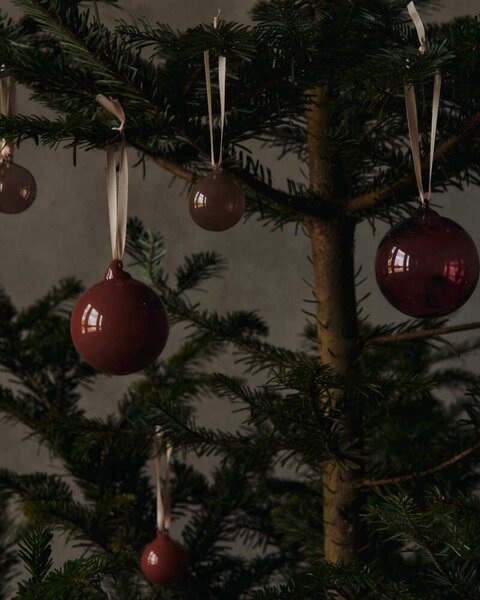 Ferm Living Vianočné banky Glass Baubles M set 3 ks, roseate opaque
