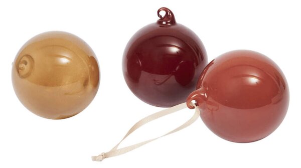 Ferm Living Vianočné banky Glass Baubles M set 3 ks, roseate opaque