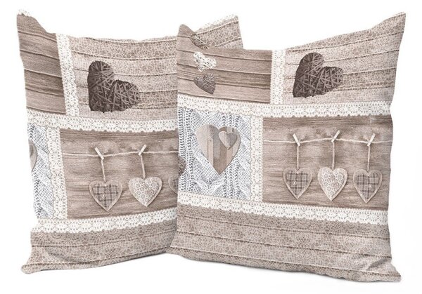Obliečka na vankúš Shabby love béžové srdiečka 40x40 cm Made in Italy Farba Béžová Rozmery 40x40 cm