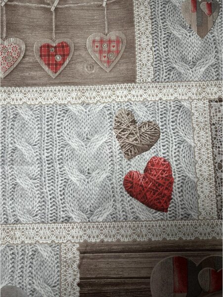 Bavlnená látka Shabby love červené srdiečka, š. 145 cm Farba Červená Rozmery Šírka 145 cm
