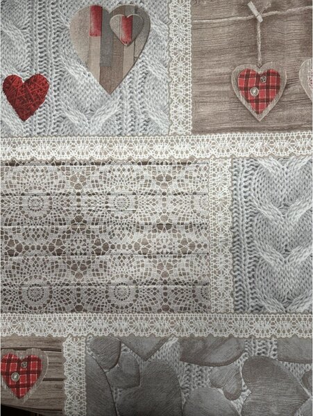 Bavlnená látka Shabby love červené srdiečka, š. 145 cm Farba Červená Rozmery Šírka 145 cm