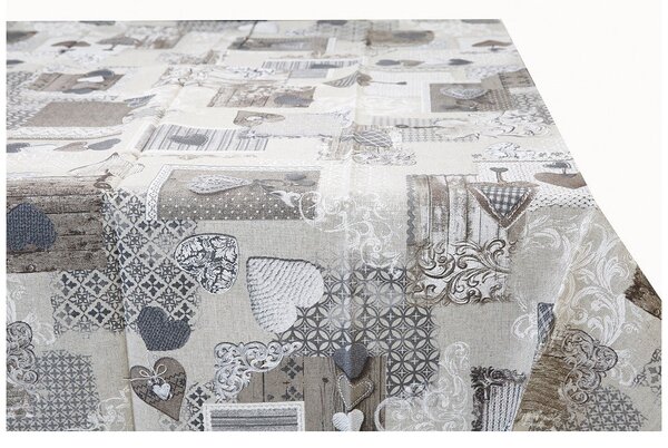 Dekoračná látka patchwork šedohnedé srdiečka, š. 140 cm Farba Šedohnedá Rozmery Šírka 140 cm