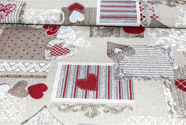 Behúň na stôl patchwork červené srdiečka Farba Červená Rozmery 20x120 cm