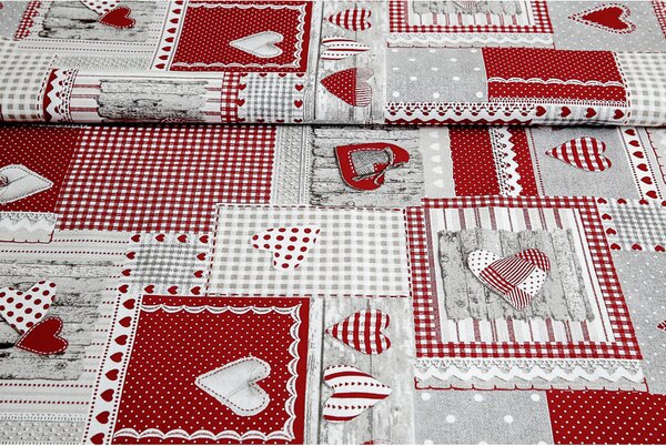 Obrus na stôl červený patchwork Farba Červená Rozmery 90x90 cm