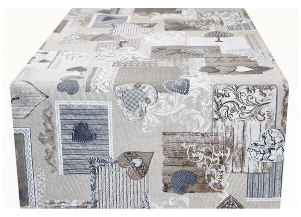 Dekoračná látka patchwork šedohnedé srdiečka, š. 140 cm Farba Šedohnedá Rozmery Šírka 140 cm