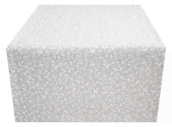 Behúň na stôl biele lístie 50x150 cm Made in Italy