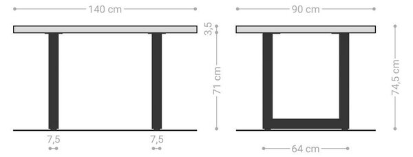 DELIFE Jedálenský stôl Edge 140x90 akácia prírodná nerezová oceľ široký Live-Edge