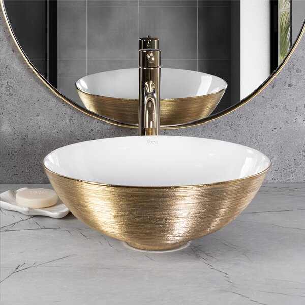 Rea, Umývadlo na dosku REA STELLA Gold Brush / White, REA-U9087