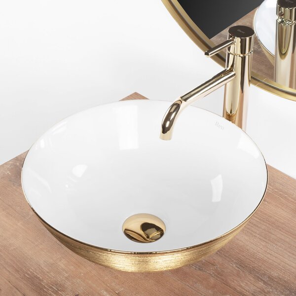 Rea, Umývadlo na dosku REA STELLA Gold Brush / White, REA-U9087