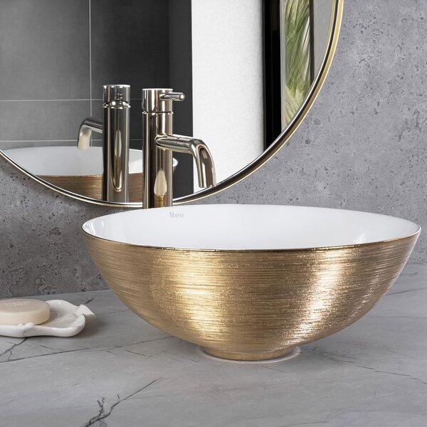 Rea, Umývadlo na dosku REA STELLA Gold Brush / White, REA-U9087