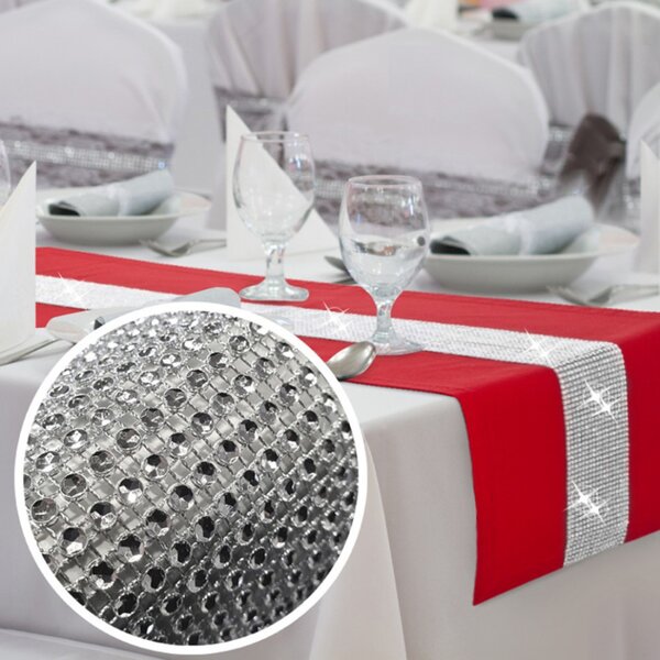 Behúň na stôl Glamour so zirkónmi červený Farba Červená Rozmery 40x110 cm