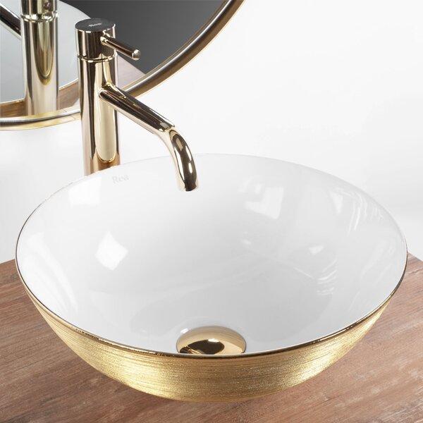 Rea, Umývadlo na dosku REA STELLA Gold Brush / White, REA-U9087