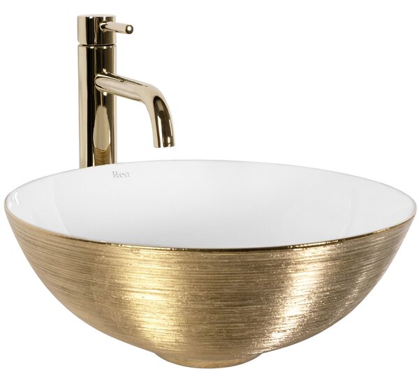 Rea, Umývadlo na dosku REA STELLA Gold Brush / White, REA-U9087