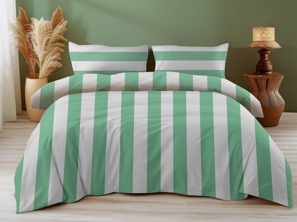 Bavlnené obliečky STRIPES bielo-zelené Rozmer obliečky: 70 x 90 cm | 140 x 220 cm