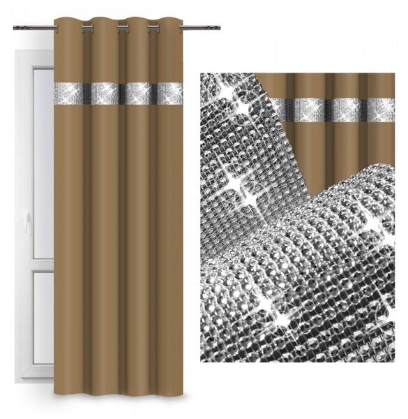 Záves na kruhoch so zirkónmi 140x250 cm béžový Farba Béžová Rozmery 140x250 cm