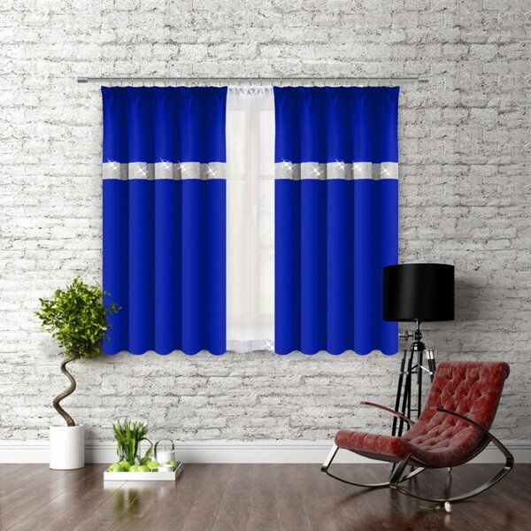 Záves na riasiacej páske so zirkónmi 140x160 cm azurovo modrý Farba Modrá Rozmery 140x160 cm