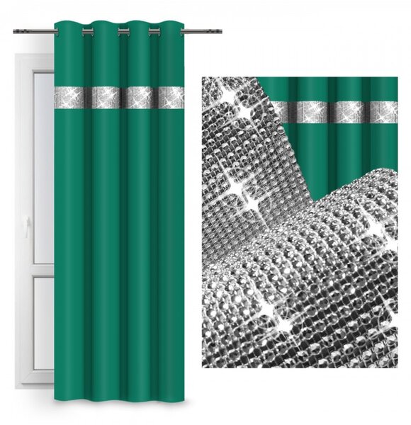 Záves na kruhoch so zirkónmi 140x250 cm morský Farba Zelená Rozmery 140x250 cm