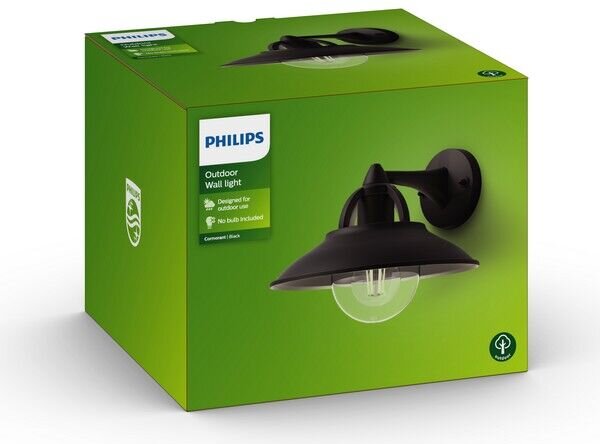 Philips 17381/30/PN Cormorant nástenné exteriérové svietidlo 1xE27 IP44 čierna