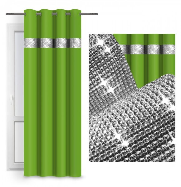 Záves na kruhoch so zirkónmi 140x250 cm svetlozelený Farba Zelená Rozmery 140x250 cm