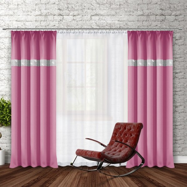 Záves na riasiacej páske so zirkónmi 140x250 cm bledoružový Farba Ružová Rozmery 140x250 cm