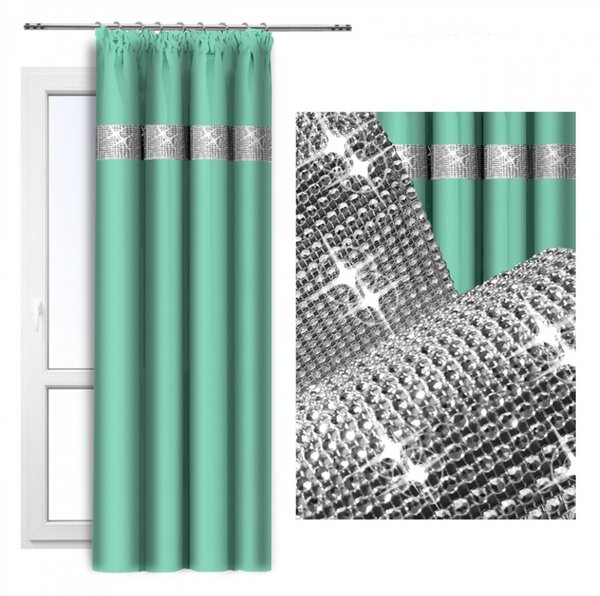 Záves na riasiacej páske so zirkónmi 140x250 cm pistácia Farba Zelená Rozmery 140x250 cm