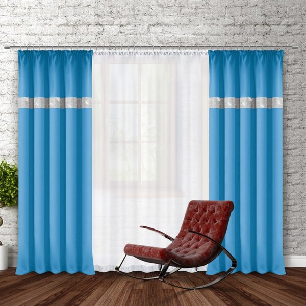 Záves na riasiacej páske so zirkónmi 140x250 cm blankytne modrý Farba Blankytna modrá Rozmery 140x250 cm