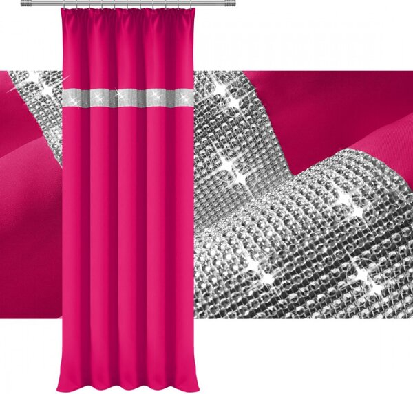 Záves na riasiacej páske so zirkónmi 140x250 cm fuchsia Farba Fuchsia Rozmery 140x250 cm